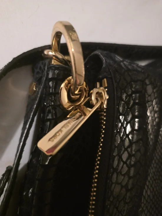 Michael Kors Black Snake-Embossed Leather Shoulder Bag - Picture 7 of 14